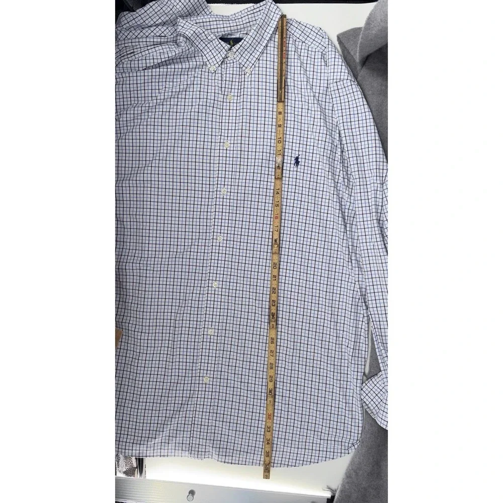 Polo Ralph Lauren Performance 3XLT 3XL Tall White Blue Plaid‎ Wicking Stretch
